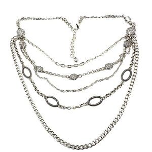 Brighton fifth Avenue multi strand necklace. Silvertone 16 to 18 inches fetch.